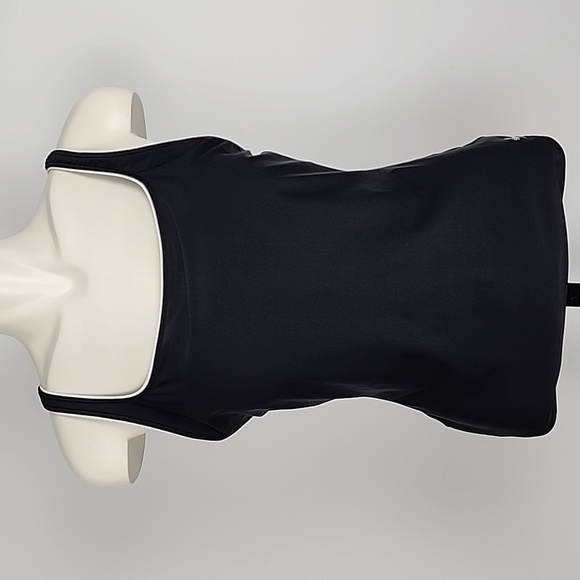 Speedo Women's Black One Piece Swimsuit White Trim Criss-Cross Straps Size 16 - Picture 2 of 14